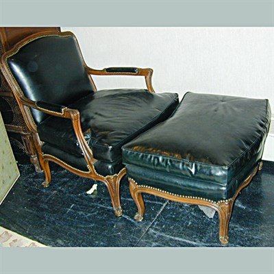 Lot 113 - Louis XV Style Upholstered Walnut Armchair and...