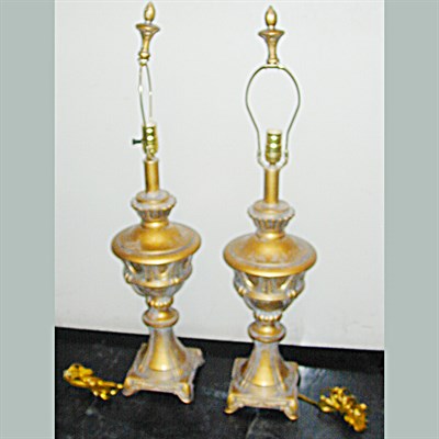 Lot 117 - Pair of Neoclassical Style Gilt-Decorated Lamps