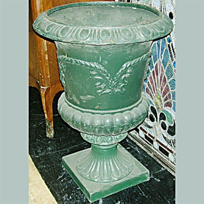 Lot 131 - Pair of Neoclassical Style Cast Iron Urns