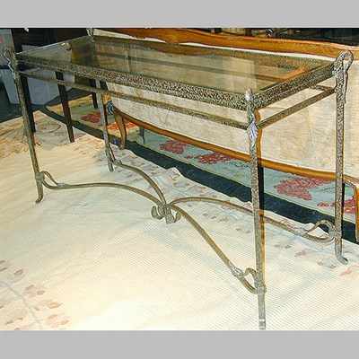 Lot 137 - Pair of Neoclassical Style Glass Top Wrought...