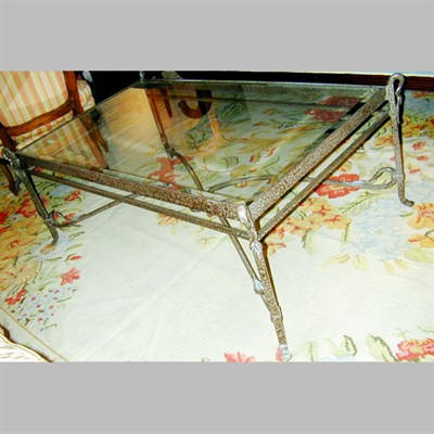 Lot 146 - Neoclassical Style Glass Top Wrought Metal Low...