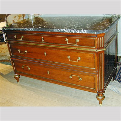 Lot 356A - Louis XVI Brass Mounted Mahogany Commode Late...