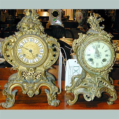 Lot 300 - Two Louis XV Style Gilt-Metal Mantel Clocks