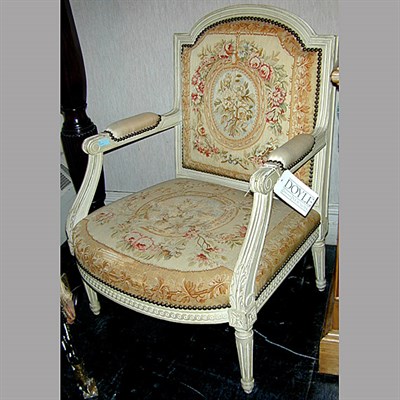 Lot 171 - Louis XVI Style Needlepoint Upholstered Armchair