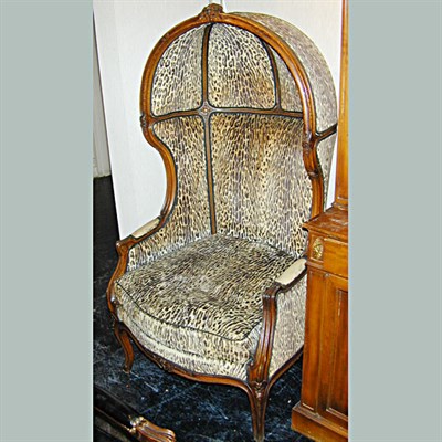 Lot 175 - Louis XV Style Upholstered Walnut Hood Chair