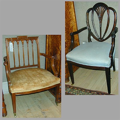 Lot 182 - Two Georgian Style Mahogany Armchairs