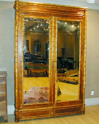 Lot 183 - Victorian Faux Bamboo Maple Armoire