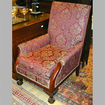 Lot 225 - Chippendale Style Upholstered Mahogany Armchair