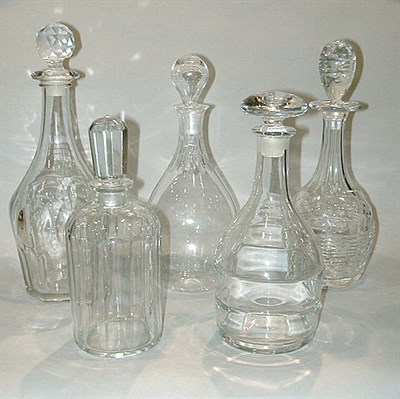 Lot 251 - Group of Five Colorless Glass Decanters