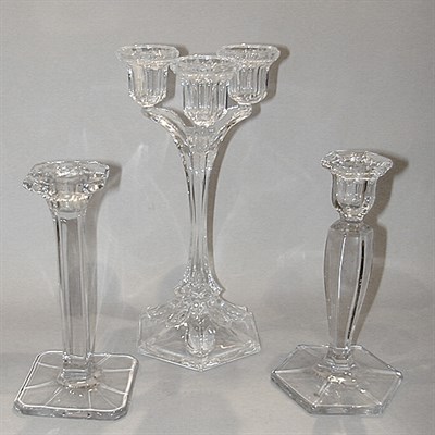 Lot 254 - Group of Eight Colorless Glass Candlesticks
