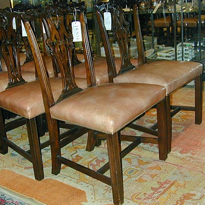 Lot 267 - Set of Eight Georgian Style Mahogany Dining...