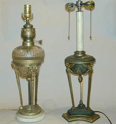 Lot 271 - Two Empire Style Gilt-Bronze Mounted Lamps