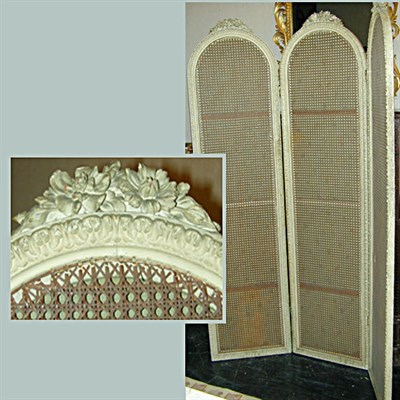 Lot 541 - Louis XV Style Painted Three-Panel Screen