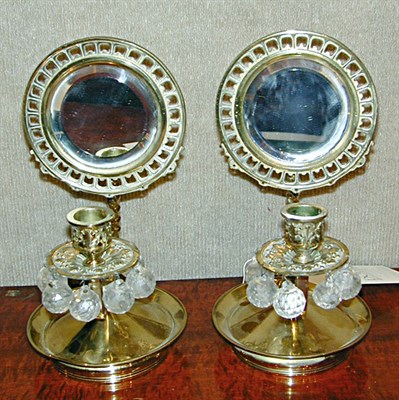Lot 385 - Pair of Georgian Style Brass Chamber Sticks