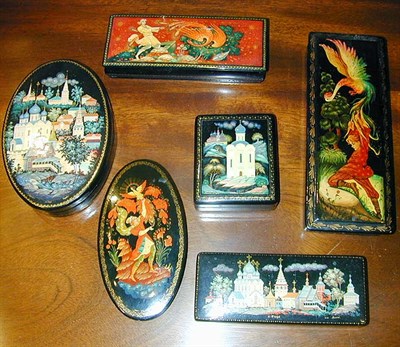 Lot 387 - Group of Six Lacquered Boxes