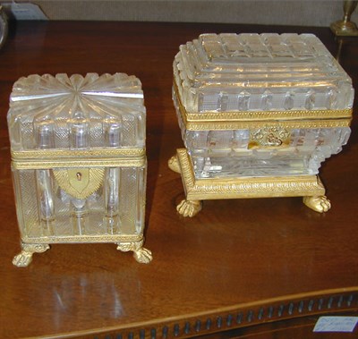 Lot 390 - Two Empire Style Gilt-Bronze Mounted Colorless...