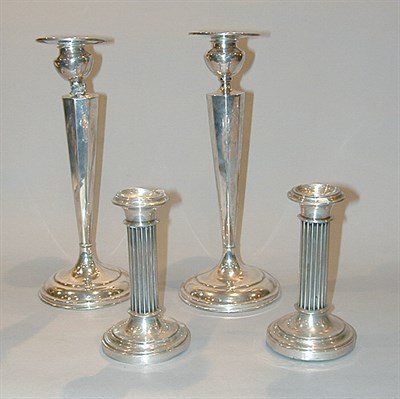 Lot 338 - Two Pairs of Sterling Silver Candlesticks...
