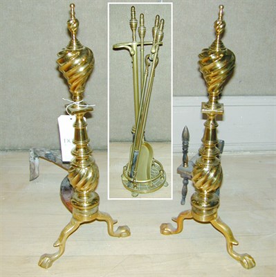 Lot 408 - Pair of Baroque Style Andirons Together with a...
