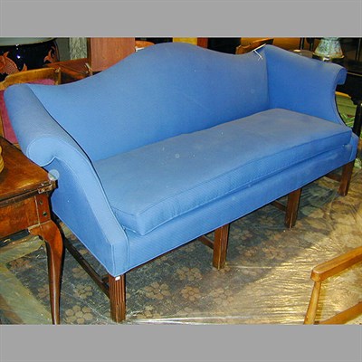 Lot 492 - Georgian Style Upholstered Mahogany Camel-Back...