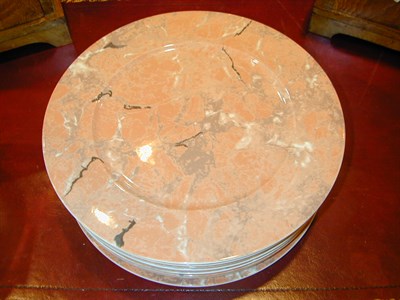 Lot 500 - Set of Eight Faux Marbleized Porcelain Service...