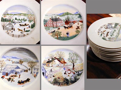 Lot 534 - Set of Twelve Landscape-Decorated Porcelain...