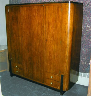 Lot 219 - Art Deco Fruitwood Armoire With rounded...