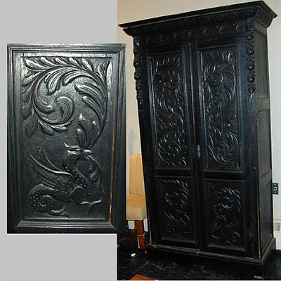 Lot 237 - Renaissance Style Painted Oak Armoire