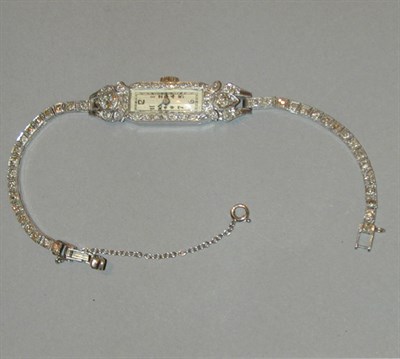 Lot 163 - Lady's Diamond Wristwatch Platinum, the...