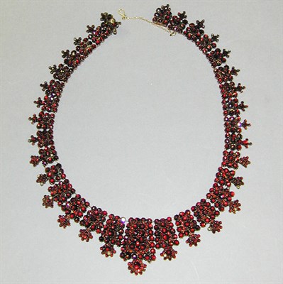Lot 313 - Bohemian Garnet Necklace Low karat gold,...