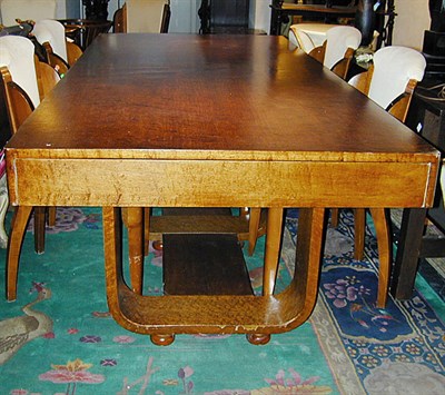 Lot 199 - Art Deco Burl-Wood Draw-Leaf Dining Table With...