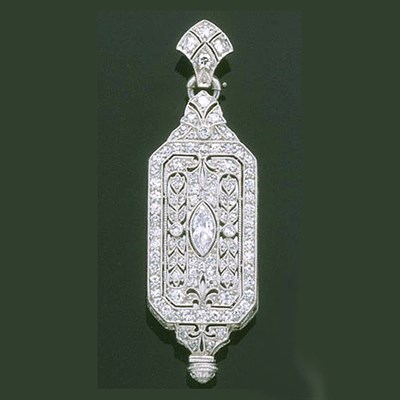 Lot 295 - Lady's Diamond Pendant Watch The platinum case...