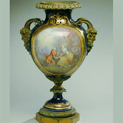 Lot 241 - Sevres Style Bronze-Mounted Porcelain Vase Of...