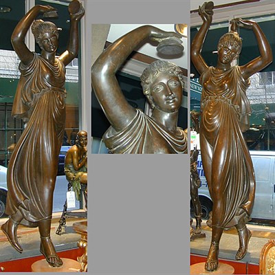 Lot 391 - Pair of Bronze Figures Each depicting...