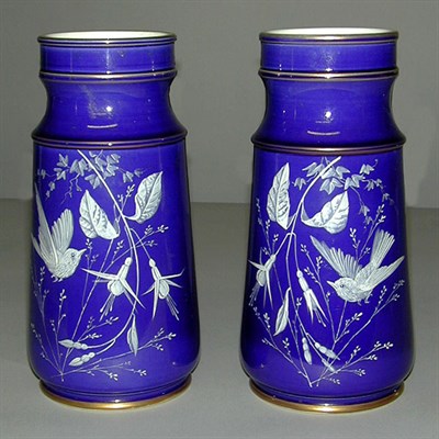 Lot 515 - Pair of Enamel Decorated Porcelain Vases