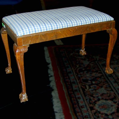 Lot 166 - Chippendale Style Upholstered Mahogany Bench