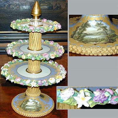 Lot 360A - English Porcelain Three-Tier Cake Stand 19th...