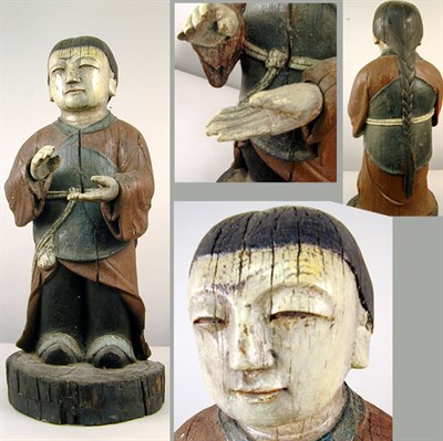 Lot 155 - Chinese Carved and Painted Wood Figure