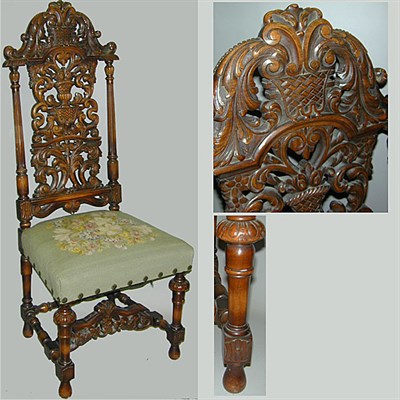 Lot 454 - Pair of Baroque Style Upholstered Walnut...