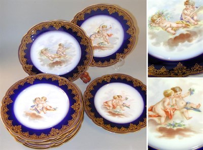 Lot 548 - Set of Nine Sevres Style Porcelain Cabinet...