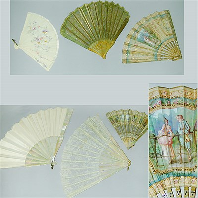 Lot 359 - Group of Six Victorian Fans With ivory or...