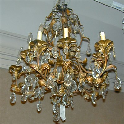 Lot 443 - Italian Rococo Style Gilt-Metal and Cut Glass...