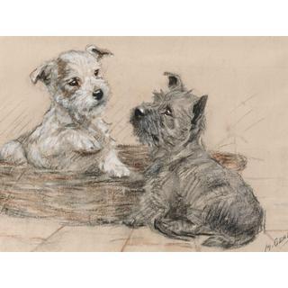 Lot 222 - Mabel Gear, R.I. (British, b. 1900) Puppies in...