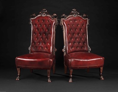 Lot 243 - A fine pair of Italian walnut low chairs circa....