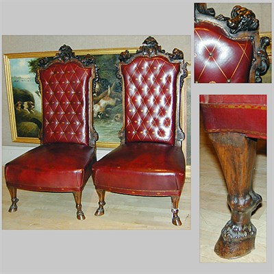 Lot 244 - A fine pair of Italian walnut low chairs circa....