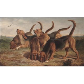 Lot 287 - English school circa 1900 Bloodhounds on the...