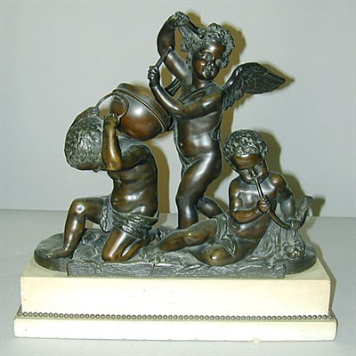 Lot 482 - Bronze Figural Group Depicting cupids playing...