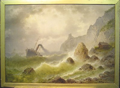 Lot 49 - Albert Rieger Austrian, 1834-1905 ROUGH WATERS...
