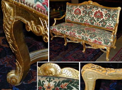 Lot 620 - Rococo Style Gilt Carved Wood Settee The arms...
