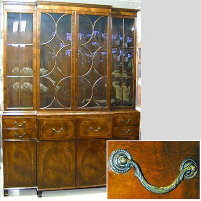 Lot 523 - Georgian Style Mahogany Breakfront Secretary...
