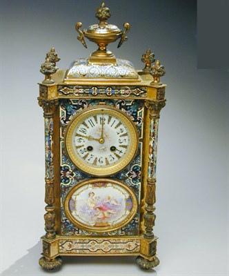 Lot 233 - Gilt-Bronze and Champleve Enamel Clock The...